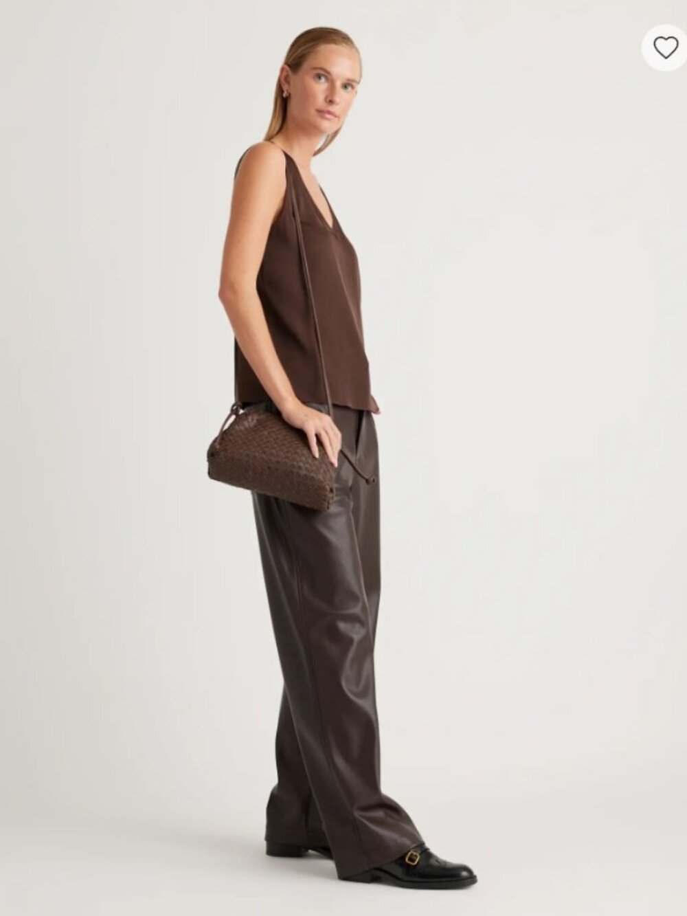 Quince Naomi Handwoven Leather Crossbody Clutch